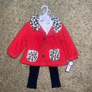 Baby Girl Red, Black & White Cheetah Formal Outfit